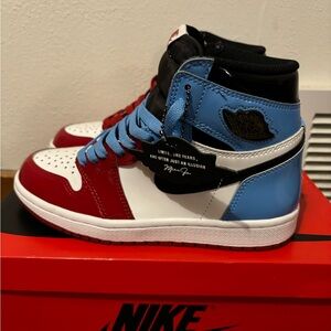 Jordan AJ1 Retro High OG Fearless - White, Black, Blue